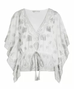Alice + Olivia Sharita Embroidered Kaftan Top