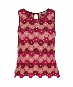 Alice + Olivia Reva Flower Crochet Shell Top