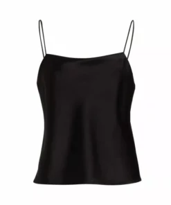 Alice + Olivia Harmon Draped Satin Tank Top Off White