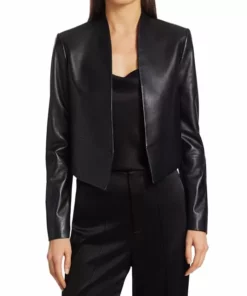 Alice + Olivia Harvey Open Leather Jacket Black -Alice + Olivia Sales unnamed file 1774