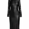 Alice + Olivia Delora Vegan Leather Bodycon Midi Dress