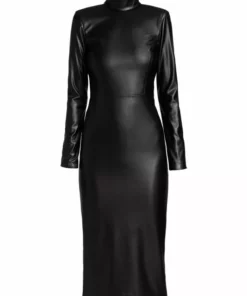 Alice + Olivia Delora Vegan Leather Bodycon Midi Dress