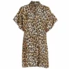 Alice + Olivia Jude Ruffle-Sleeve Leopard Shirtdress