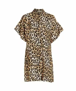 Alice + Olivia Jude Ruffle-Sleeve Leopard Shirtdress