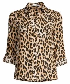 Alice + Olivia Eloise Leopard Print Silk Blouse