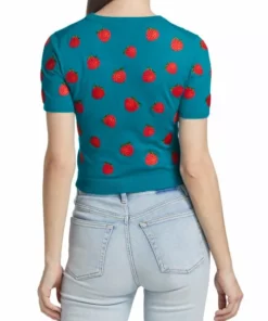 Alice + Olivia Ciara Embroidered Strawberry Cropped Sweater -Alice + Olivia Sales unnamed file 185