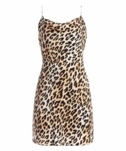 Alice + Olivia Harmony Leopard Draped Slip Mini Dress
