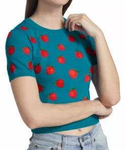 Alice + Olivia Ciara Embroidered Strawberry Cropped Sweater -Alice + Olivia Sales unnamed file 186