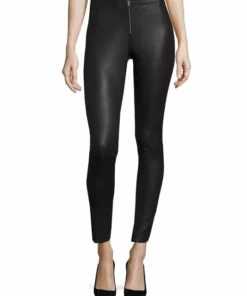 Alice + Olivia Front-Zip Leather Leggings