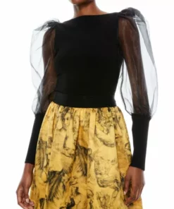 Alice + Olivia Abella Tulle Puff-Sleeve Blouse -Alice + Olivia Sales unnamed file 1879