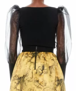 Alice + Olivia Abella Tulle Puff-Sleeve Blouse -Alice + Olivia Sales unnamed file 1880