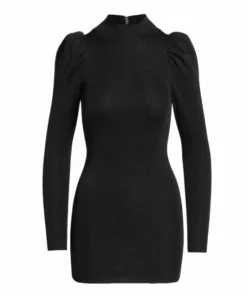 Alice + Olivia Issa Puff-Sleeve Minidress Black Metallic -Alice + Olivia Sales unnamed file 1943