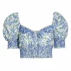 Alice + Olivia Crawford Floral Smocked Cotton Crop Top