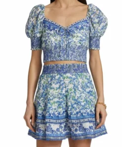 Alice + Olivia Crawford Floral Smocked Cotton Crop Top -Alice + Olivia Sales unnamed file 1958