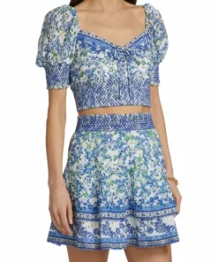 Alice + Olivia Crawford Floral Smocked Cotton Crop Top -Alice + Olivia Sales unnamed file 1959