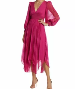 Alice + Olivia Sion Pleated & Smocked Midi-Dress -Alice + Olivia Sales unnamed file 197