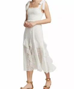 Alice + Olivia Jocelyn Eyelet Cotton Midi-Dress -Alice + Olivia Sales unnamed file 1973