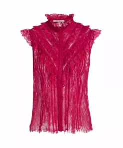 Alice + Olivia Rheba Ruffled-Yoke Lace Top