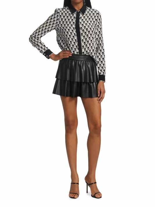 Alice + Olivia Jia Faux Leather Mini Skirt Black 2 Alice + Olivia Jia Faux Leather Mini Skirt Black - Image 2