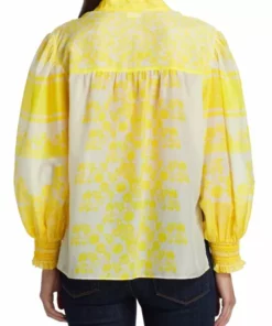 Alice + Olivia Serena Cotton-Silk Bishop Sleeve Blouse -Alice + Olivia Sales unnamed file 2099