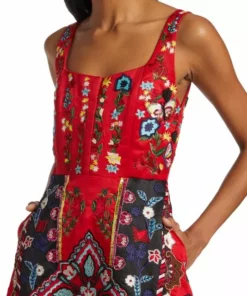 Alice + Olivia Pam Embroidered Satin Maxi Dress -Alice + Olivia Sales unnamed file 2107