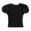 Alice + Olivia Cici Raglan Puff Sleeve Top Black