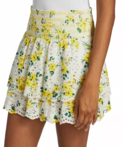 Alice + Olivia Bethie Smocked Tiered Ruffle Miniskirt -Alice + Olivia Sales unnamed file 2123