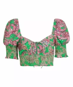 Alice + Olivia Crawford Smocked Paisley Top
