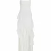 Alice + Olivia Jocelyn High Slit Ruffle Maxi Dress