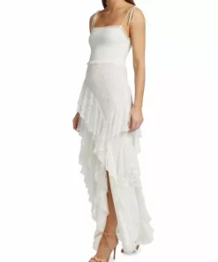 Alice + Olivia Jocelyn High Slit Ruffle Maxi Dress -Alice + Olivia Sales unnamed file 2150