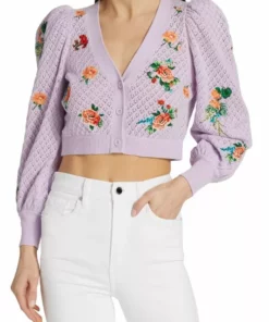 Alice + Olivia Morita Puff-Sleeve Cropped Cardigan 9 Alice + Olivia Morita Puff-Sleeve Cropped Cardigan -Alice + Olivia Sales unnamed file 2164