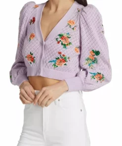 Alice + Olivia Morita Puff-Sleeve Cropped Cardigan 10 Alice + Olivia Morita Puff-Sleeve Cropped Cardigan -Alice + Olivia Sales unnamed file 2165