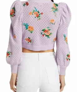 Alice + Olivia Morita Puff-Sleeve Cropped Cardigan 11 Alice + Olivia Morita Puff-Sleeve Cropped Cardigan -Alice + Olivia Sales unnamed file 2166