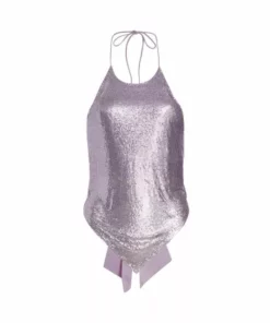 Alice + Olivia Frenchie Halter Chain Mesh Top