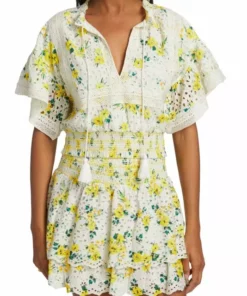 Alice + Olivia Tabitha Eyelet Flutter-Sleeve Blouse -Alice + Olivia Sales unnamed file 2210