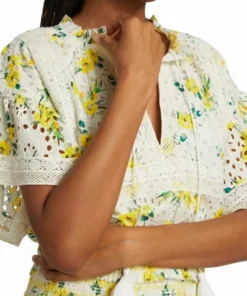 Alice + Olivia Tabitha Eyelet Flutter-Sleeve Blouse -Alice + Olivia Sales unnamed file 2213