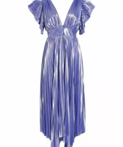 Alice + Olivia Niesha Glossy Pleated Midi Dress