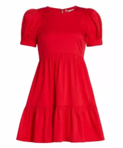 Alice + Olivia Ann Curved Empire-Waist Tiered Minidress