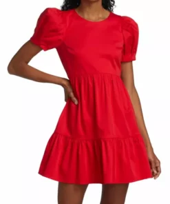 Alice + Olivia Ann Curved Empire-Waist Tiered Minidress -Alice + Olivia Sales unnamed file 229