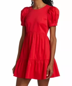 Alice + Olivia Ann Curved Empire-Waist Tiered Minidress -Alice + Olivia Sales unnamed file 230