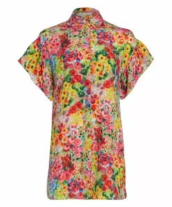 Alice + Olivia Jude Floral Button-Front Shirtdress