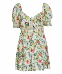Alice + Olivia Kristie Floral Puff-Sleeve Minidress