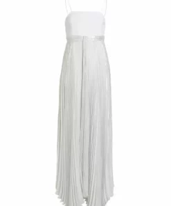 Alice + Olivia Despina Metallic Pleated Maxi Dress