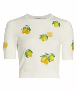 Alice + Olivia Ciara Lemon Cropped Sweater