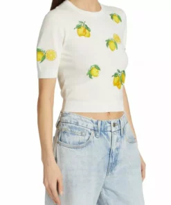 Alice + Olivia Ciara Lemon Cropped Sweater -Alice + Olivia Sales unnamed file 2354