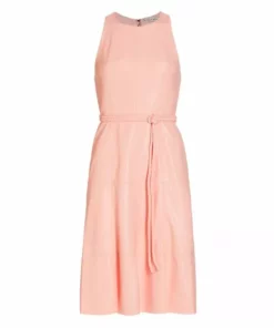 Alice + Olivia Leandra Braided Belt Vegan Leather Midi Dress