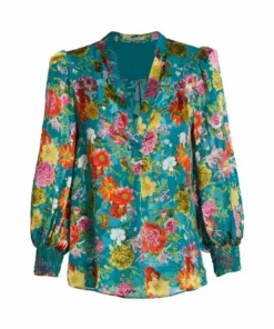 Alice + Olivia Sheila Floral Satin Blouse
