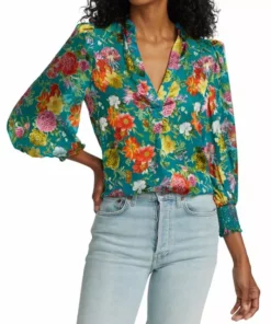 Alice + Olivia Sheila Floral Satin Blouse -Alice + Olivia Sales unnamed file 2402