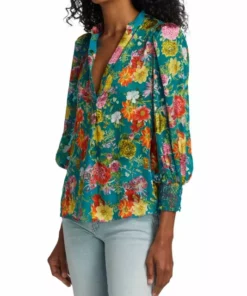Alice + Olivia Sheila Floral Satin Blouse -Alice + Olivia Sales unnamed file 2403