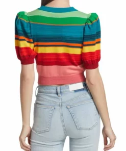 Alice + Olivia Romi Striped Puff-Sleeve Cardigan -Alice + Olivia Sales unnamed file 2411